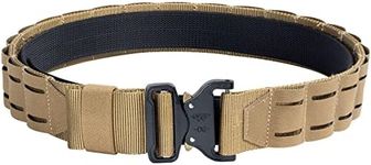 VISMIX Tactical Belt Battle Belt, Quick Release Buckle 2" MOLLE Gun Belt with 1.5" Inner Belt for Shooting Hunting, Coyote Brown