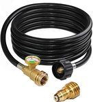 DOZYANT 12 Feet Propane Hose with Gauge,Include Tank Adapter Converts POL 100 lb LP Tank to QCC1 for Gas Grill, Stove and More Propane Appliances