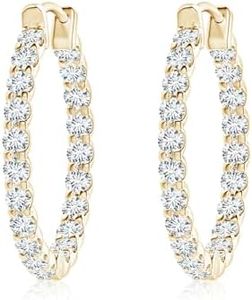 ANGARA Prong-Set Lab-Grown Diamond Inside Out Hoop Earrings in 14K Yellow Gold for Women (Size-2.3mm | Carat- 2.17 Ct tw.) | April Birthstone Jewellery for Her