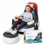 Qadory Inflatable Gaming Chair for Kids – Supports Up to 300 lbs, Includes Air Pump, Cup Holder, 2 Pockets – Durable Bean Bag Seat, Comfy Kids Gaming Chair & Top Gamer Chairs for Kid Room