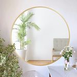 ZENIDA Round Mirror for Wall, 40x40 cm Metal Framed Circle Mirror, Large Bathroom Mirror, Gold Wall Mirror for Living Room Bedroom Entryway Decor