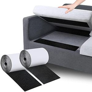 Non Slip Cushion Pad , Rolled Hook Loop Tape with Adhesive for Effectively Reduce Couch Cushions Sliding(10cm x 3m, Black)