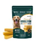 AyurPet Original Himalayan Yak Cheese Chews -6-Hour Long-Lasting Dental Stick Treats for Dogs|Mental Stimulation + Daily Wellness|Natural, 100% Veg, Protein-Rich|Pack of 4 Medium Chews,All Life Stages