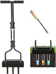 Kedoxi Manual Lawn Aerator 3 Core, Hollow Tine Aerator Coring Tool with Core Collection Box, Plug Aeration 38In, Heavy Duty Plug Core Aeration Tool for Lawns Garden Compacted Soils and Lawns Yard