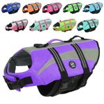 EMUST Dog Life Jacket, Ripstop Large Dog Life Vests Swimsuit for Boating/Swimming/Pool with Double Rescue Handles, Dog Water Vest for Large Dogs,Purple, XXL