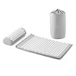 Navaris Acupressure Mat and Pillow Set - Acupuncture Mat for Back, Neck, Shoulders, Muscles, Relaxing - Includes Carry Bag - Grey/White