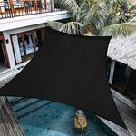 Palace World 12' x 12' Black Square Sun Shade Sail - We Make Custom Sizes - Sun Block Canopy Awning Commercial Grade 185 GSM Permeable UV Block for Outdoor Garden Backyard