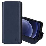 32nd Classic Series 2.0 - Real Leather Book Wallet Flip Case Cover For Apple iPhone 12 (6.1") / iPhone 12 Pro (6.1"), With Card Slot, Magnetic Closure and Built In Stand - Navy Blue