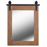 Kenroy Home Lodge Mirror w/Wood Finish Frame and Black Metal Track 0 Inch Ext 30 Inch Width 40 Inch Height Medium Wood Finish and Matte Black Metal Finish