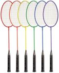 Champion Sports All Steel Shaft and Frame Badminton Racket - Set of Six Colors