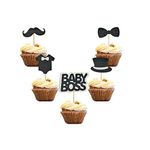 30 PCS BABY BOSS Cupcake Toppers Glitter Kids Birthday Party Supplies Decorations Baby Shower Party Supplies