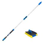 Unger Professional Lock-On Wood & Composite Deck Brush with EZ Extend Pro Telescopic Pole for Outdoor Decks with Durable Dual-Bristle, Swivel Deck Cleaning Brush, Adjustable 5 FT Pole Extends Reach