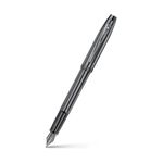 Sheaffer 100 Fountain Pen | E9375 Ionic Shiny Grey Gunmetal with PVD Trims | Medium Nib | Premium Fountain Pen