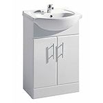 VeeBath Linx Bathroom Vanity Basin Sink Cabinet Unit High Gloss White Soft Close Door Hinges Storage Furniture - 550mm