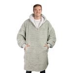 Oversized Blanket Hoodie, Teddy Fleece Hoodie Blanket, Hooded Blanket, Comfy & Fluffy Hoodie, Wearable Blanket Women UK, Oversize Jumper, Zip Up, The Big Softy Pale Grey