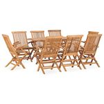 vidaXL Solid Teak Wood 9 Piece Dining Set, Retro Style with Folding Table and Chairs - Perfect for Outdoor, Patio, Garden