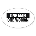 CafePress One Man One Woman Oval Bumper Sticker, Euro Oval Car Decal