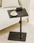 Masupu Sofa Arm Tray Table - 360° Swivel Height Adjustable End Table, Small Snack Side Table for Couch, C Shaped Table for Bed, Chair or TV Tray Table(Marble Black)