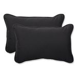 Pillow Perfect Rectangular Throw Pillow with Black Sunbrella Fabric, Set of 2