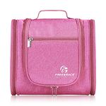 Hanging Toiletry Bag Extra Large Capacity | Premium Travel Organizer Bags For Men And Women | Durable Waterproof Nylon Bathroom, Shower, Makeup Bag For Toiletries, Cosmetics, Brushes, Cerise Pink