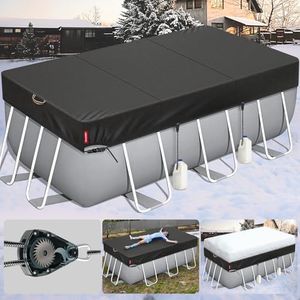 [2024 Upgrade Super Windproof] 6x8.5FT Rectangle Pool Cover for Above Ground Pools,[Durable and Tear-Resistant] Winter Oval Pool Cover with Enhanced Ratchets and Tarp Clips