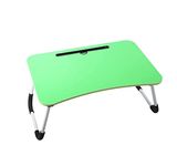 MemeHo Smart Standard Multi-Purpose Laptop Table With Dock Stand/Study Table/Bed Table/Foldable And Portable/Ergonomic & Rounded Edges/Non-Slip Legs/Engineered Wood (Green, 60 Cm, 35 Cm)