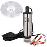 flintronic Water Pump, Diesel Fuel Pump 12V 51MM Stainless Steel Submersible Pump with Clip (Prohibited Gasoline&Flammable Liquids) Filter Removable | 4m Power Cord | Come with Fual Hose