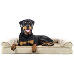 FurHaven Jumbo Plush & Suede Orthopedic Sofa Pet Bed for Dogs and Cats, Clay