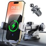 ISEYOU Car Phone Holder Wireless Charger Auto Clamping, 15W Fast Charging Wireless Car Charger for Dash Windshield Vent Compatible with iPhone 16 15 14 13 12 Pro Max, Samsung Galaxy S24+ S23 Ultra