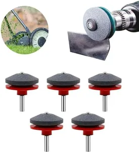Lawnmower Blade Sharpener, 2025 New Mower Blade Sharpener, Quality Double Layer Corundum Lawn Mower Blade Sharpener, Lawnmower Dull Blade Sharpener for Any Power Hand Drill (5Pcs-Red)