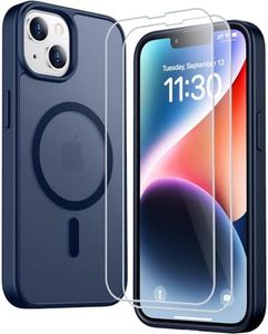 SPIDERCASE Designed for iPhone 13 Case/iPhone 14 Case, [Compatible with Magsafe] Translucent Matte with 2PCS Tempered Glass Screen Protector Anti-Fingerprint Phone Case for iPhone 13/14 6.1'',Blue