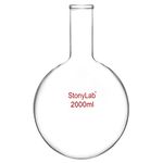 StonyLab Glass 2000 ml Long Neck Round Bottom Flask, Borosilicate Glass Heavy Wall Round Bottom Boiling Flask RBF with Long Neck, 2000 ml (2 L)