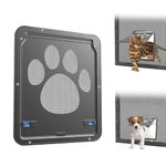 Namsan Pet Door for Screen Door Cat Sliding Door Magnetic Automatic Closure Small Dog Screen Gate, Lockable-8" W x 10.2" H (Black)