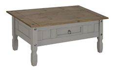 Corona Grey Coffee Table 1 Drawer Wax Pine