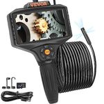 VEVOR Triple Lens Industrial Endoscope, 5" IPS Screen Borescope Inspection Camera with Lights, Split Screen, 8X Zoom, IP67 Waterproof Drain Snake Camera for Auto, Plumbing(16.5FT Cable, 32GB Card)