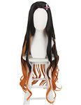 Cosrea Japanese Anime Costume Cosplay Wig Halloween Hair Wigs for Women Men (Kamado Nezuko 1#)