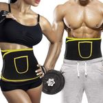 LEOPAX Sweat Sauna Neoprene Waist Trimmer with Pocket, Ab Trainer Belt for Back Support and Weight Loss - (Yellow, XL)