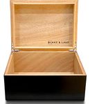 Large Wooden Box with Hinged Lid - Wood Storage Box with Lid - Black Wood Box - Wooden Keepsake Box - Decorative boxes with lids (Black)