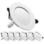 LED recessed Ceiling Light,7W Downlights 700LM Cool White 6000K,Set of 6 spotlights,Cut Φ75-95MM,AC175~265V,Round Aluminum Alloy casing for Living Room Bedroom Kitchen