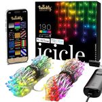 Twinkly Icicle – App-Controlled LED Icicle Lights String with 190 RGB (16 Million Colors) LEDs. Clear Wire. Indoor and Outdoor Smart Lighting Decoration