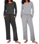 Ekouaer 2 Pack Women's Pajama Set Soft Long Sleeve Sleepwear Loungewear Pjs Sets with Pockets,X-Large