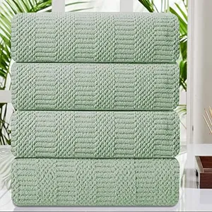 Oliven 4 Pcs Green Large Bath Towel Set 35"x70" Extra Large Bath Sheets Oversized Jumbo Towels for Bathroom 600GSM Soft Highly Absorbent Quick Dry Beach Chair Towel Woven Towels for Hotel and Spa