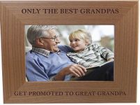 CustomGiftsNow Only The Best Grandpas Get Promoted to Great Grandpa Natural Alder Wood Engraved Tabletop/Hanging Photo Picture Frame (4x6-inch Horizontal)