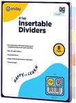 8 Dividers for 3 Ring Binder Standard Index Folder Dividers, Plastic Multicolor Dividers with White Insertable Tabs, in Green, Blue, Pink, Purple, Red, Grey, White, and Light Blue – by Enday