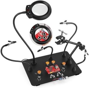 NOEVSBIG Helping Hands Soldering Station with 5X Magnifying Lamp, 360° Super Clamp, 4 Helping Hand Clamps, Flexible Arms, Third Hand Tool for PCB Electronics Repair DIY