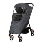 Winter Baby Stroller Cover, Universal Stroller Windshield Rain Cover to Keep Warm in Winter, Baby Travel Weather Shield Stroller Cover for Pushchair (Grey)