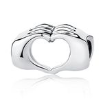 NINGAN Fingers Gesture of Heart Charm 925 Sterling Silver Bead Charms Fits European Women's Charm Bracelets & Necklaces