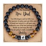 TONY & SANDY First Time Dad Gifts, New Father to be Gifts, New Dad Gifts for Men, Dad to be Bracelet Birthday Christmas Gifts for New Dad Daddy, 8 Inches, Stainless Steel, tiger eye, onyx