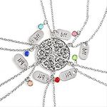 ACCTSY Best Friends Alloy 6 Color Inlaid Crystal BFF Pendant Necklace 6 Pcs/Set Stitching Pizza Necklace Jewelry