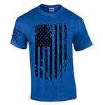 Patriot Pride Men's Distressed American Flag Patriotic Short Sleeve T-Shirt Graphic Tee, Royal, XXL